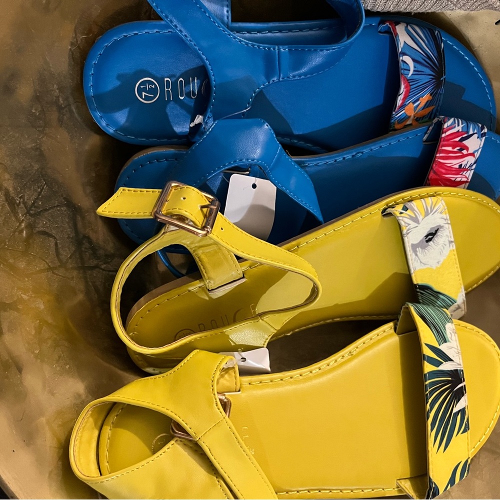 Colorful Sandals with Tropical Print